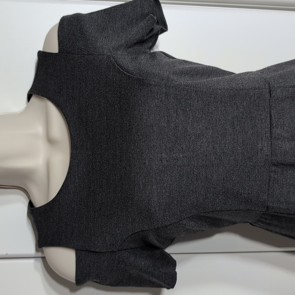 Banana Republic Gray Cold Shoulder Ponte Sheath Dress Stretch Heather Gray, Sz 0 - Picture 2 of 7
